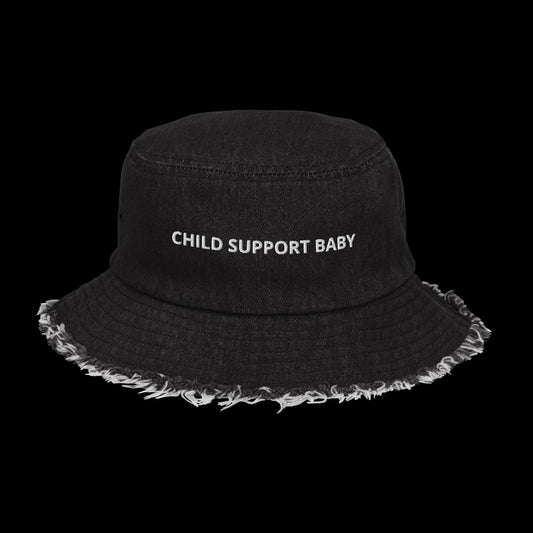 CHILD SUPPORT BABY DISTRESSED DENIM BUCKET HAT