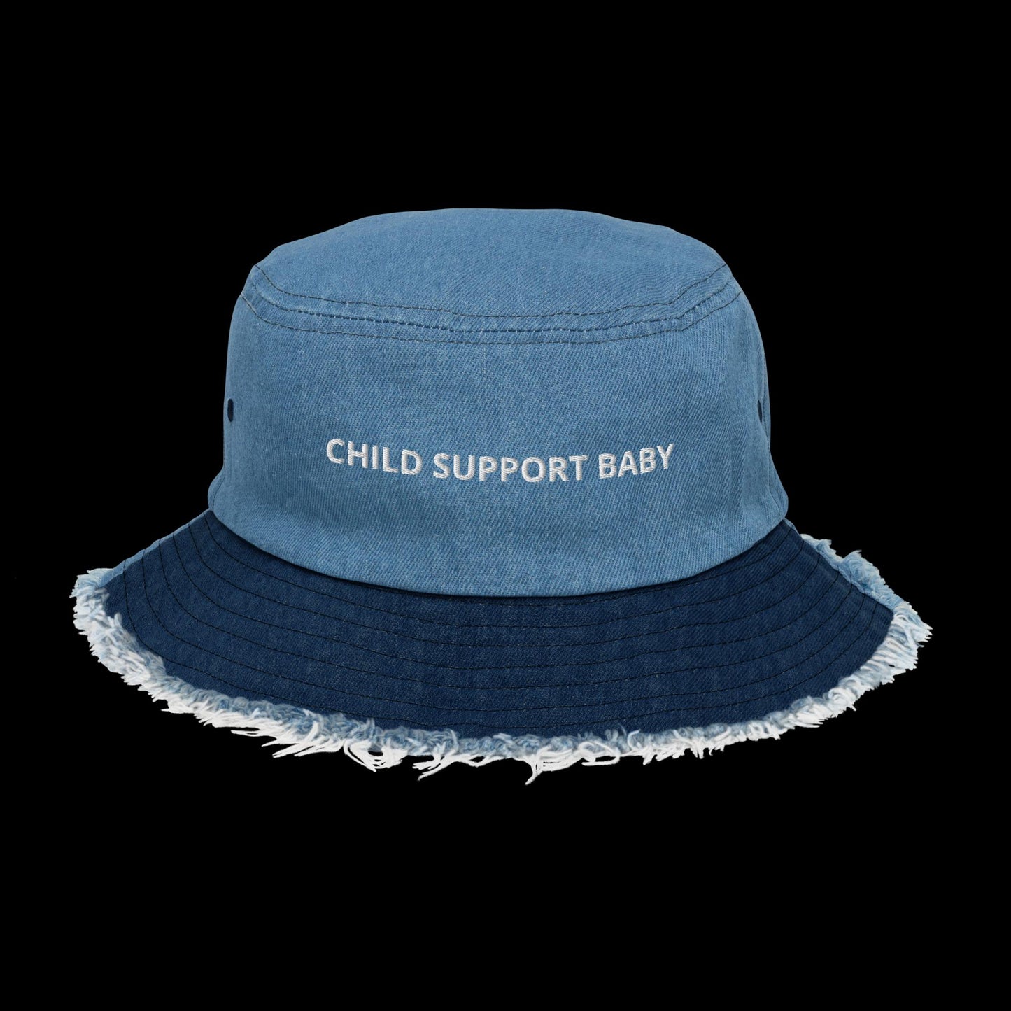 CHILD SUPPORT BABY DISTRESSED DENIM BUCKET HAT